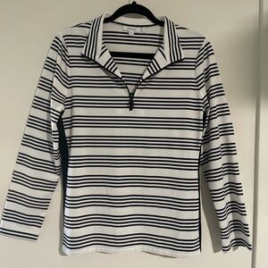 Chico's Black and White Striped Top